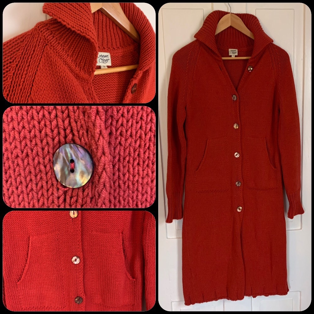 designer Margaret O’Leary cotton-rich knit cardigan sweater S